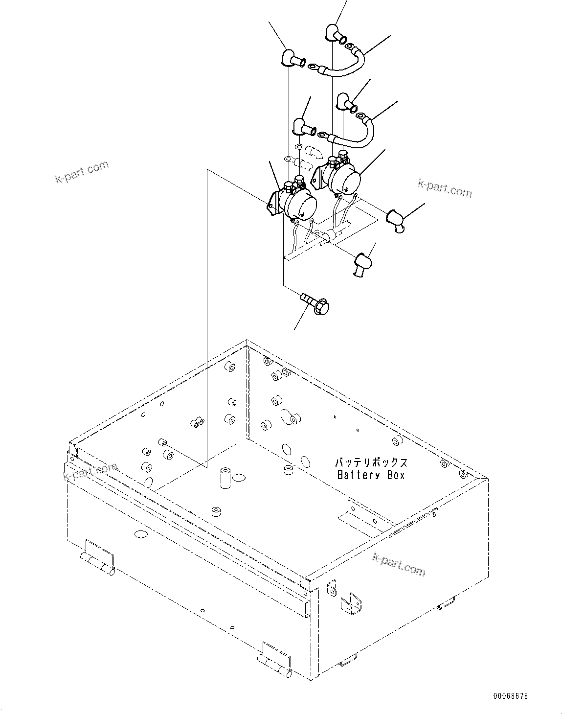 Komatsu parts book diagram for HD465-7E1 S/N 20001-UP (For EU): BATTERY BOX, SWITCH (#20001-)
