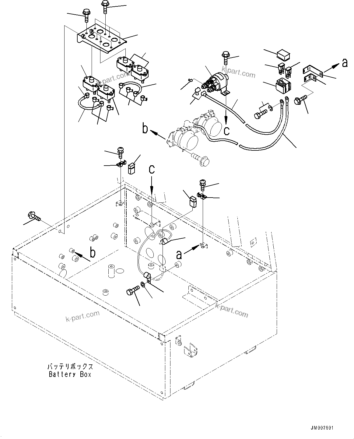 Komatsu parts book diagram for HD465-7E1 S/N 20001-UP (For EU): BATTERY BOX, CIRCUIT BREAKER (#20001-)