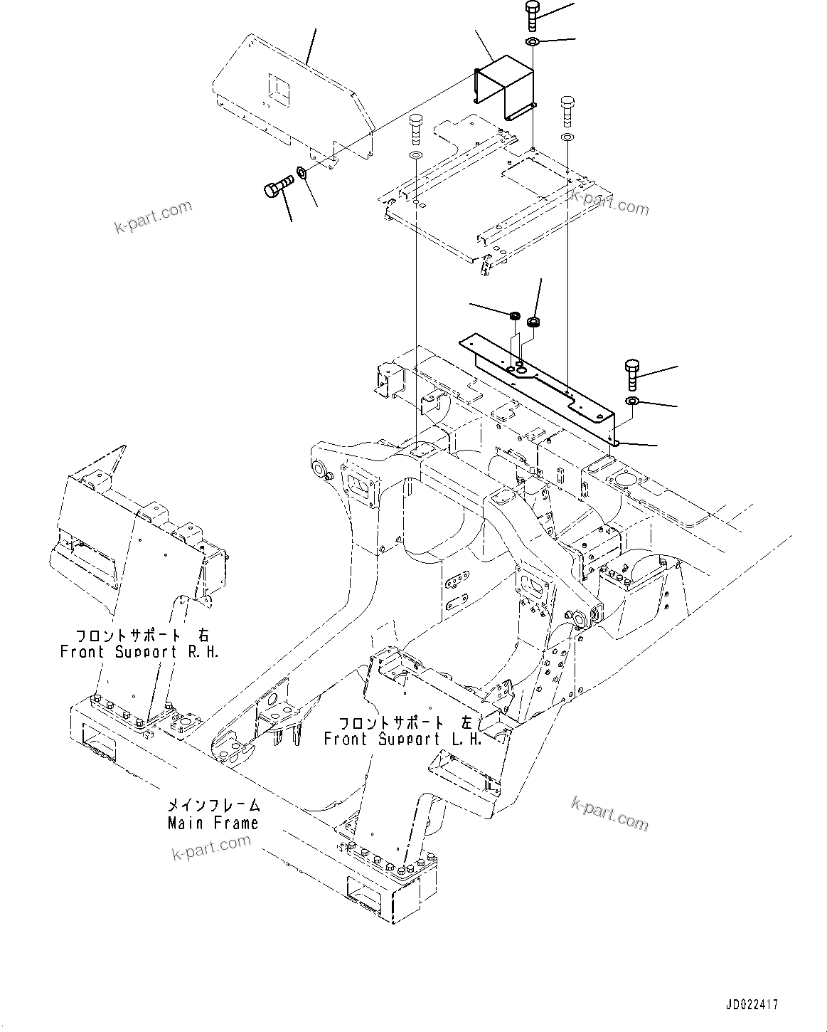 Komatsu parts book diagram for HD465-7E1 S/N 20001-UP (For EU): BATTERY BOX, HOOD (#20001-)