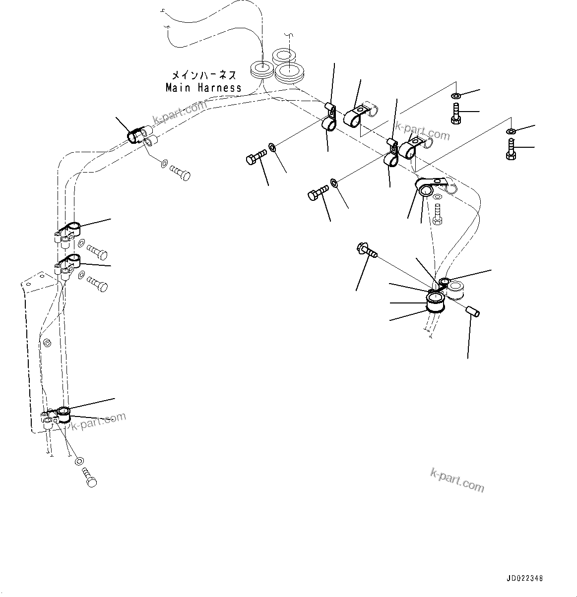 Komatsu parts book diagram for HD465-7E1 S/N 20001-UP (For EU): BATTERY BOX, CLAMP (#20001-)