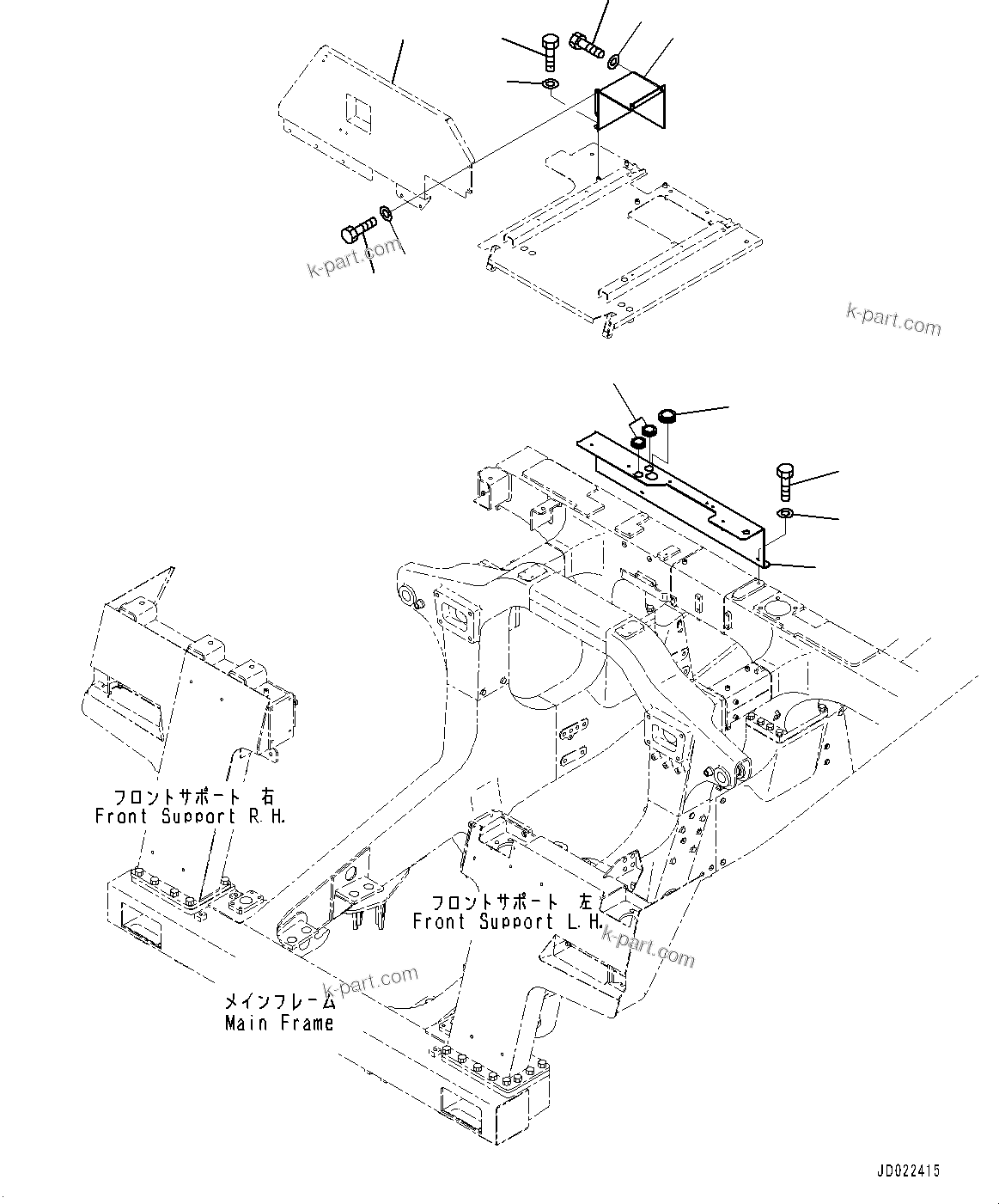Komatsu parts book diagram for HD465-7E1 S/N 20001-UP (For EU): BATTERY BOX, HOOD (#20001-)