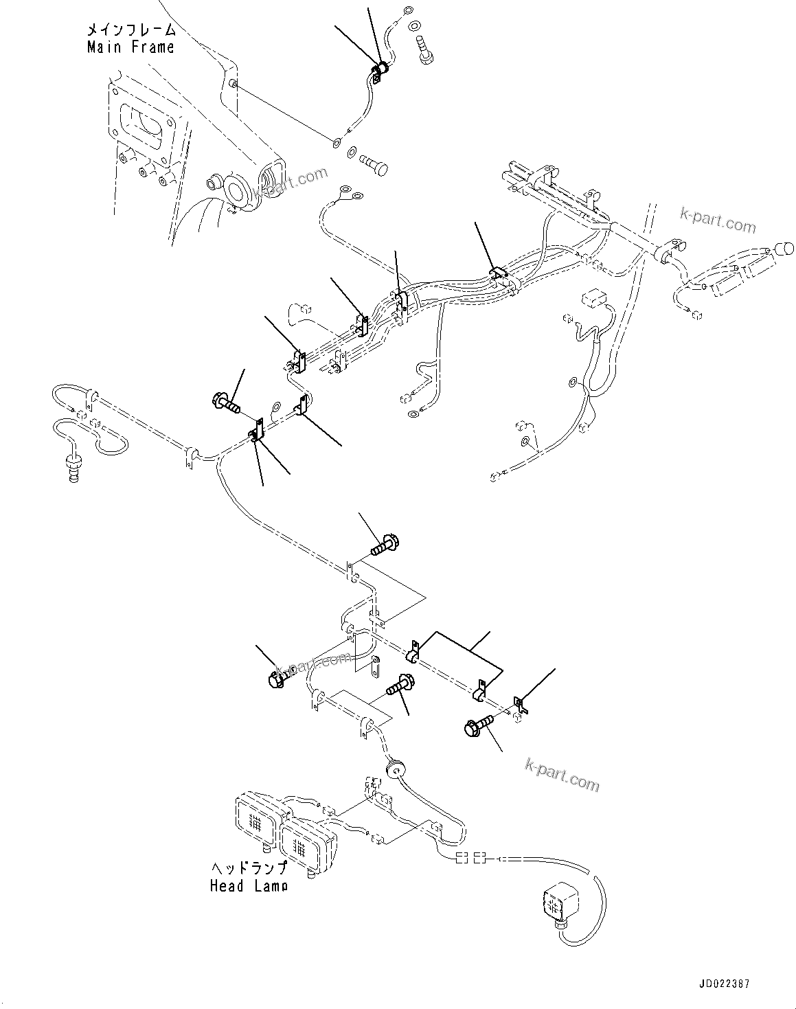 Komatsu parts book diagram for HD465-7E1 S/N 20001-UP (For EU): ELECTRIC SYSTEM, CAB WIRING HARNESS (#20001-)