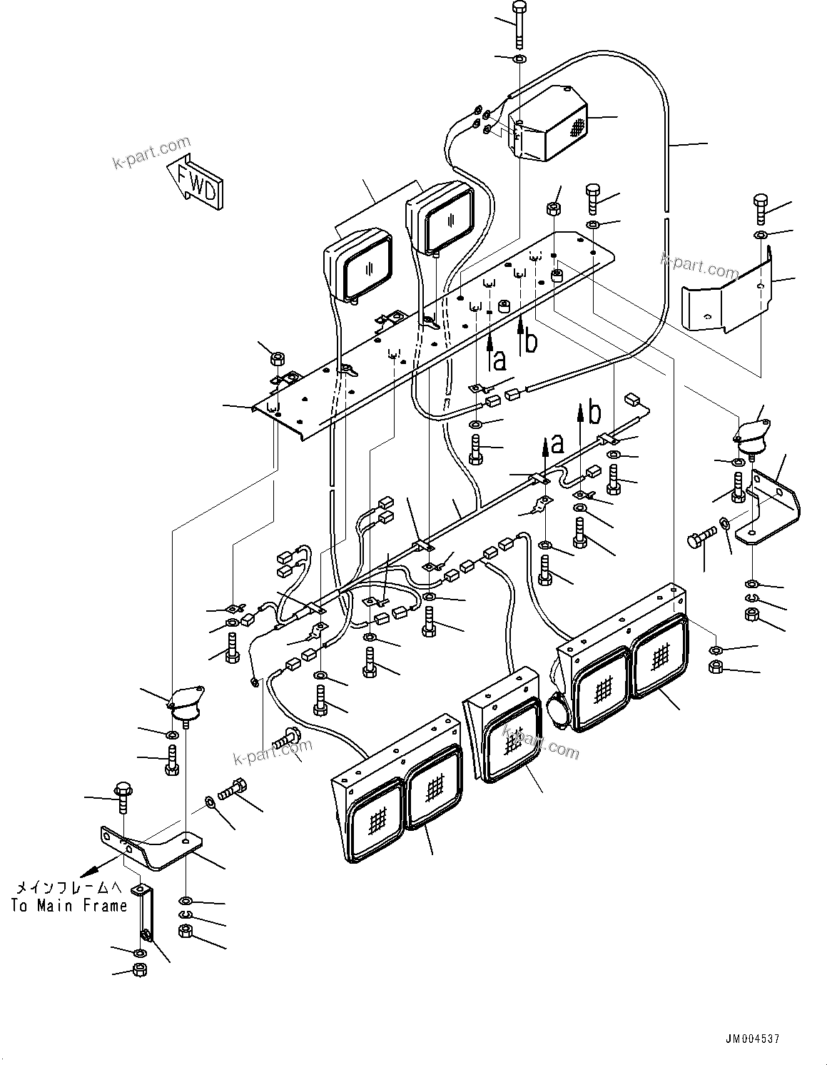 Komatsu parts book diagram for HD465-7E1 S/N 20001-UP (For EU): REAR COMBINATION LAMP AND BACKUP ALARM (#20001-)