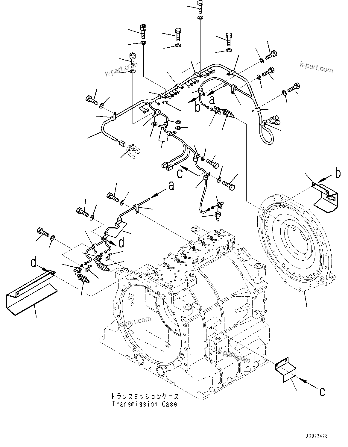 Komatsu parts book diagram for HD465-7E1 S/N 20001-UP (For EU): TORQUE CONVERTER AND TRANSMISSION, SENSOR (#20001-)