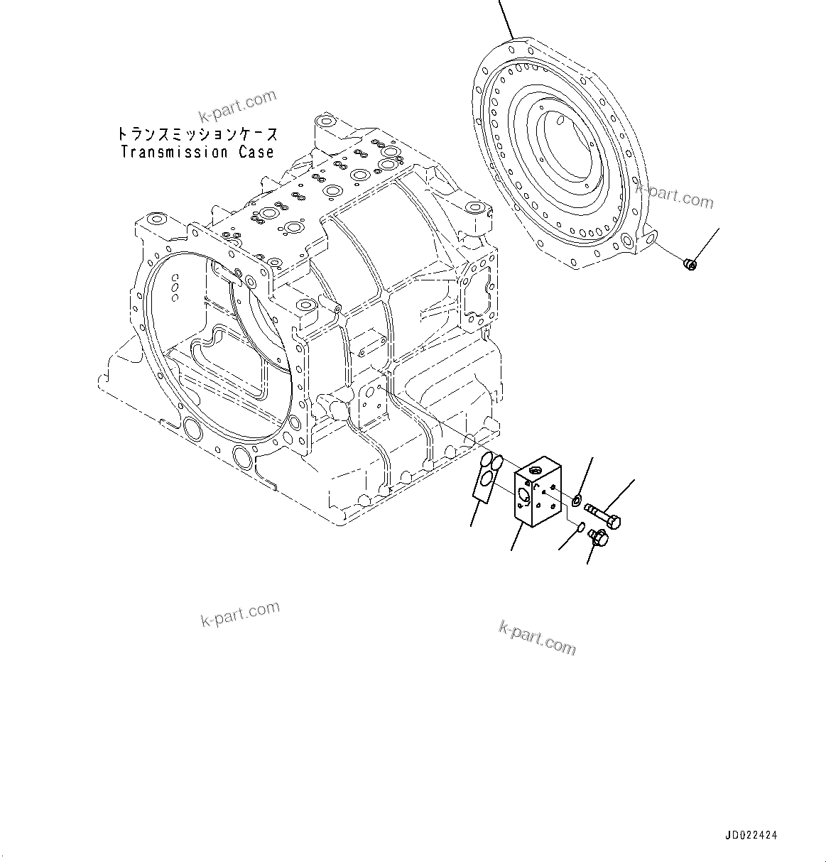 Komatsu parts book diagram for HD465-7E1 S/N 20001-UP (For EU): TORQUE CONVERTER AND TRANSMISSION, MAIN FLOW SELECTOR VALVE (#20001-)
