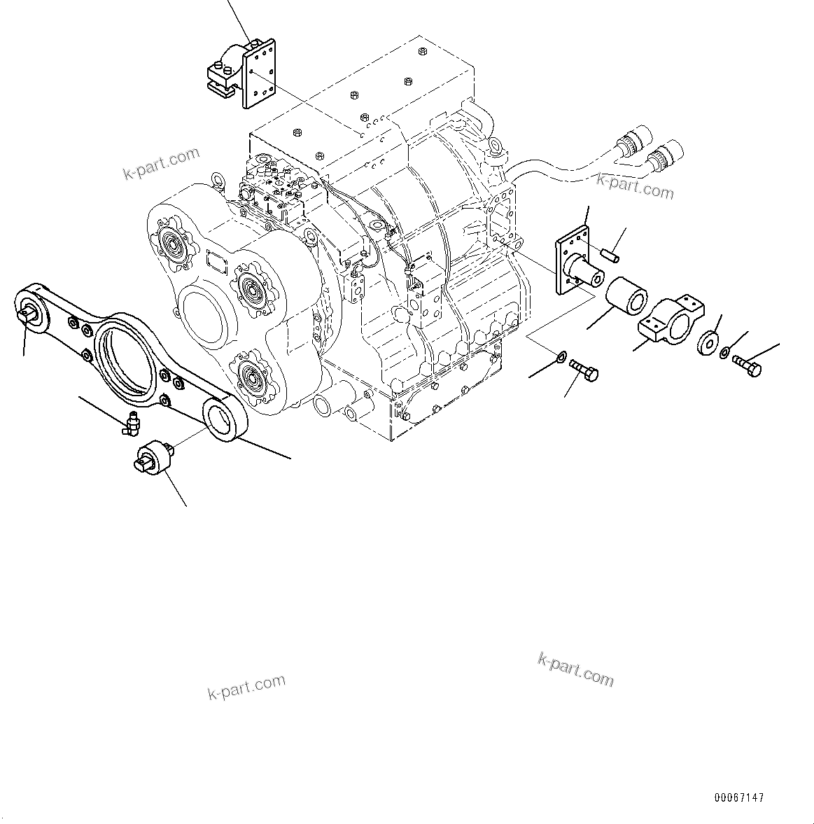 Komatsu parts book diagram for HD465-7E1 S/N 20001-UP (For EU): TORQUE CONVERTER AND TRANSMISSION, TRUNNION (#20001-)