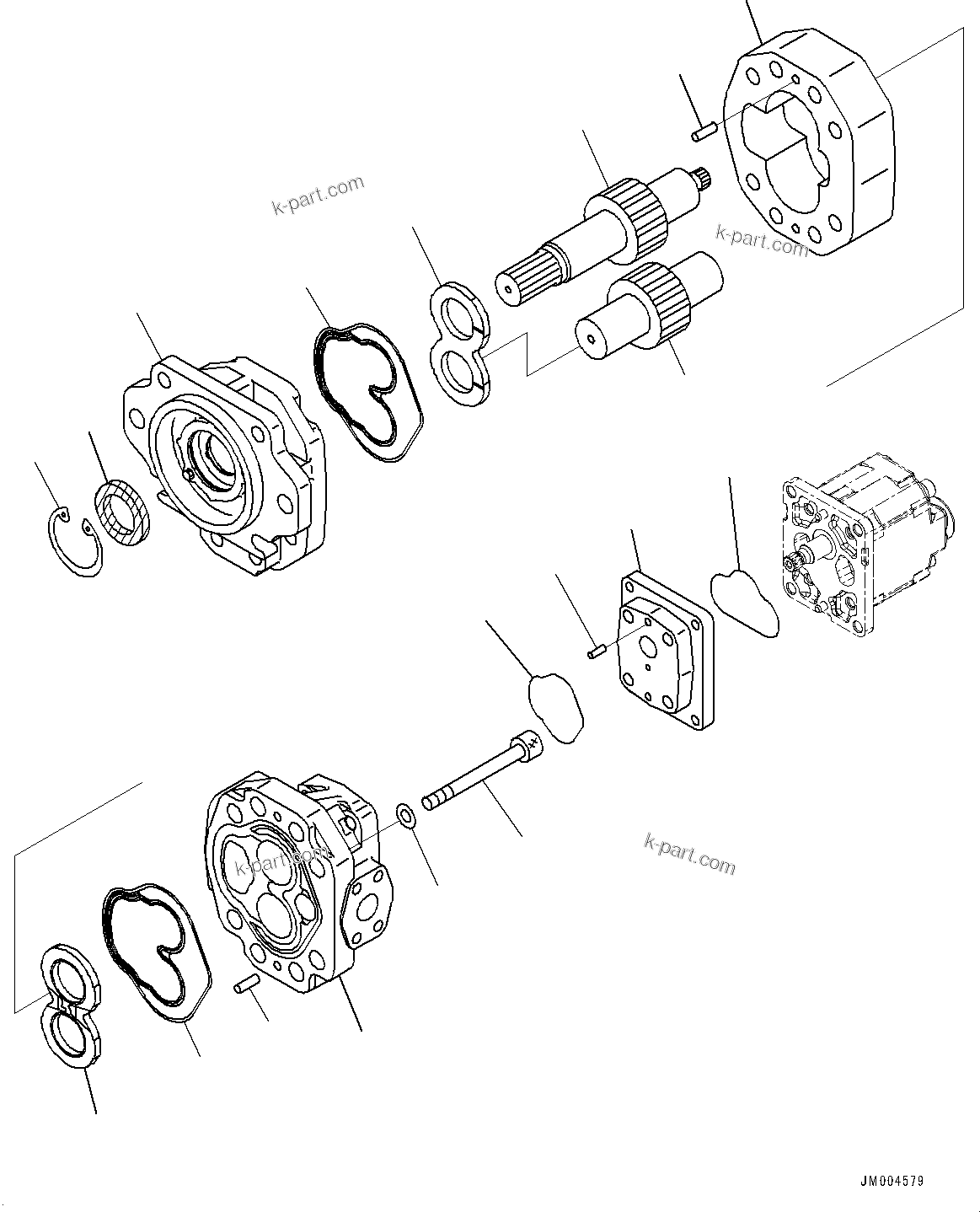 Komatsu parts book diagram for HD465-7E1 S/N 20001-UP (For EU): TORQUE CONVERTER AND TRANSMISSION, POWER TRAIN AND BRAKE COOLING PUMP (#20001-)