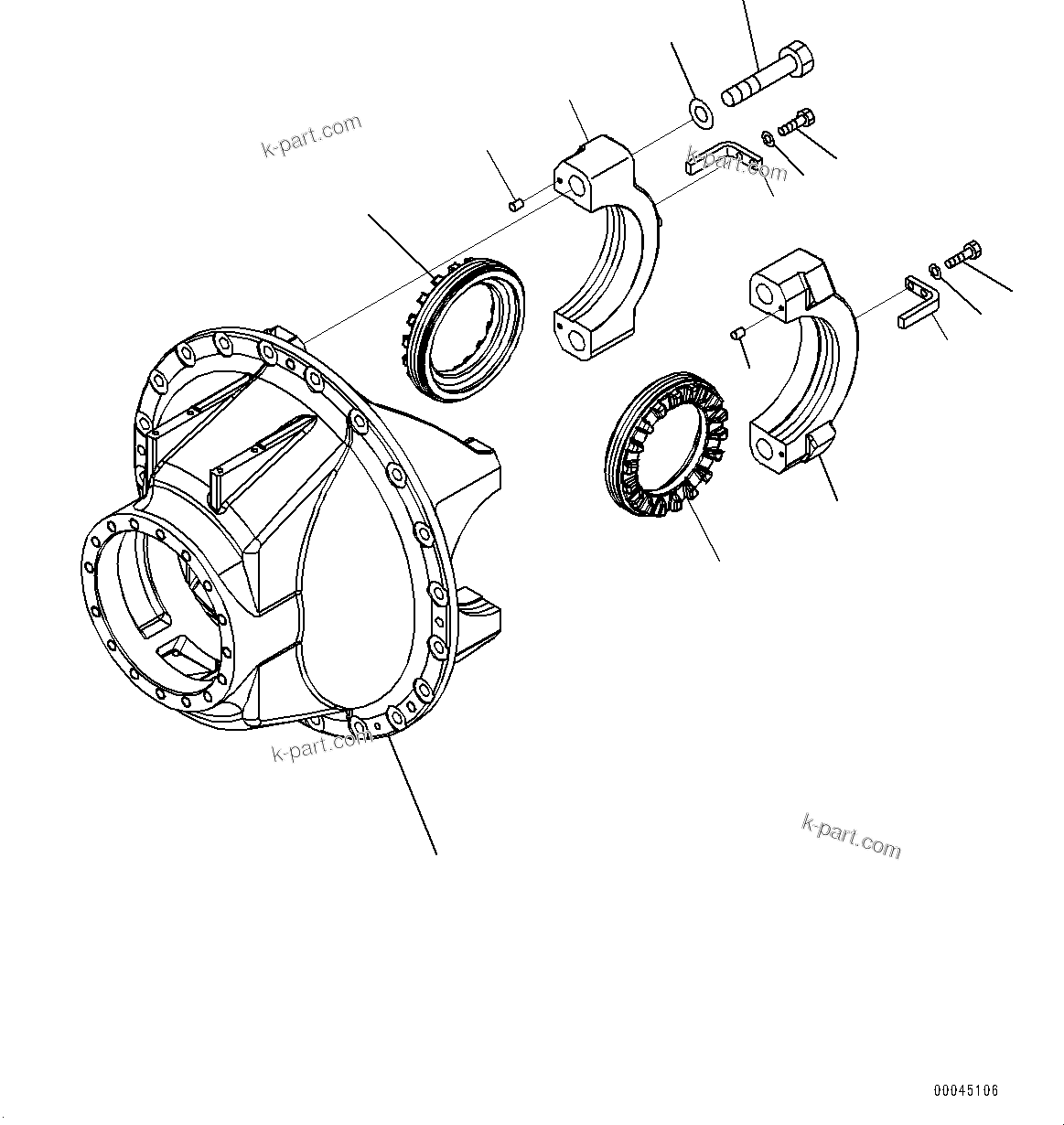 Komatsu parts book diagram for HD465-7E1 S/N 20001-UP (For EU): REAR AXLE, DIFFERENTIAL (1/4) (#20001-)