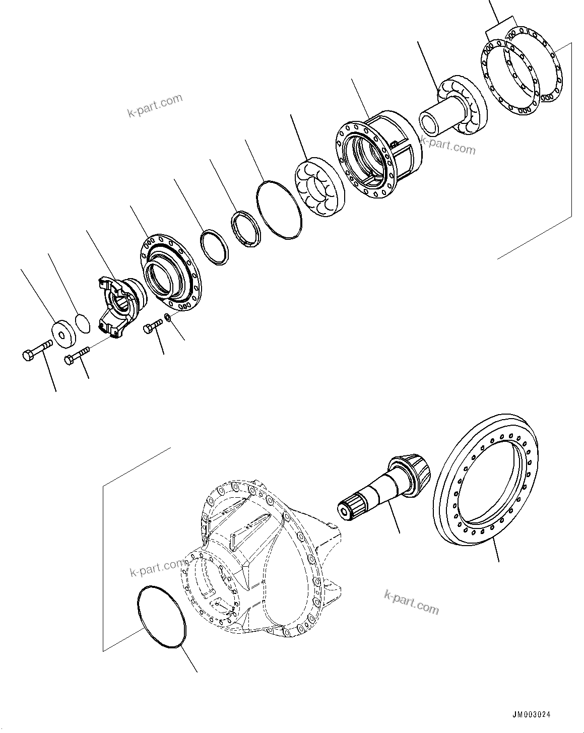 Komatsu parts book diagram for HD465-7E1 S/N 20001-UP (For EU): REAR AXLE, DIFFERENTIAL (2/4) (#20001-)