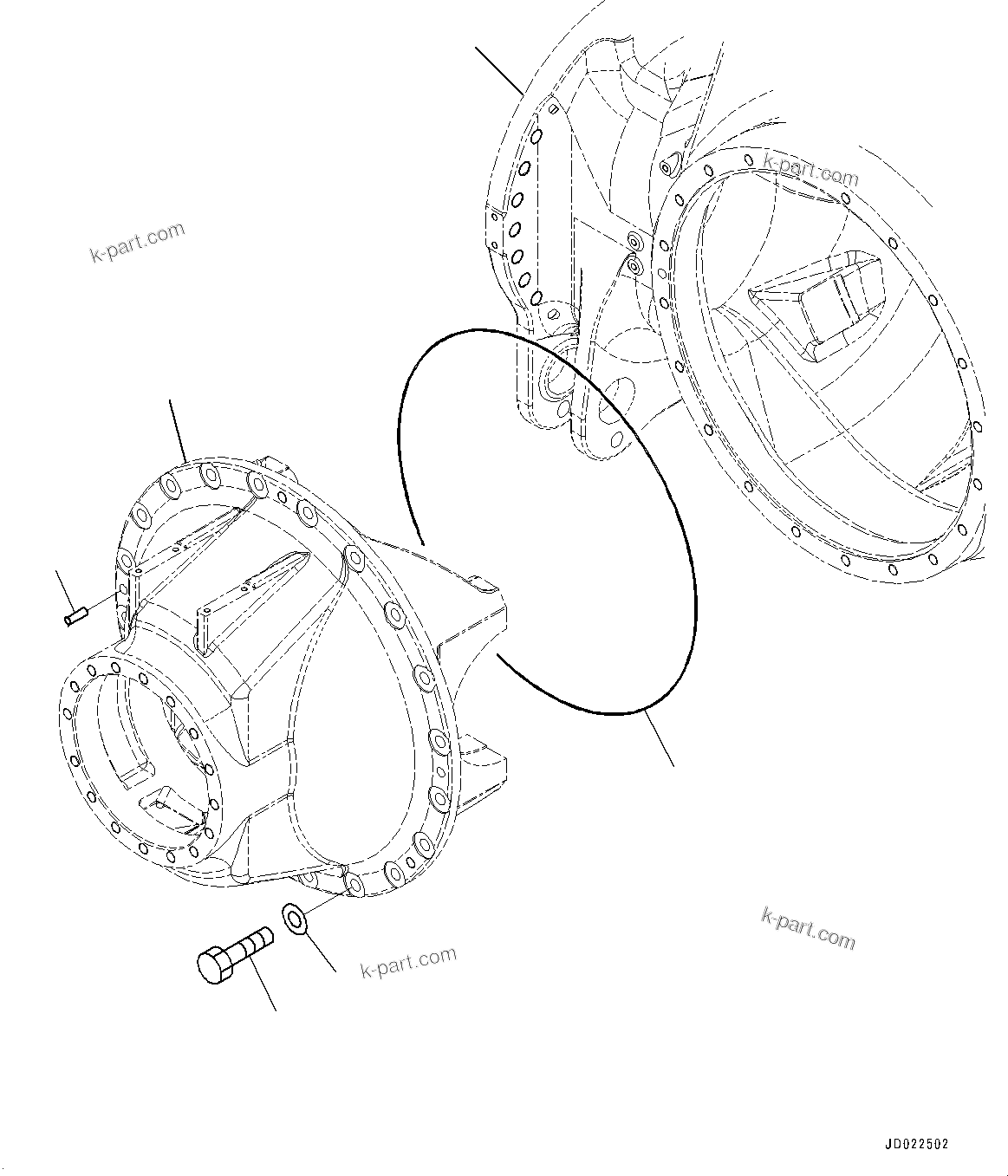 Komatsu parts book diagram for HD465-7E1 S/N 20001-UP (For EU): REAR AXLE, DIFFERENTIAL (4/4) (#20024-)