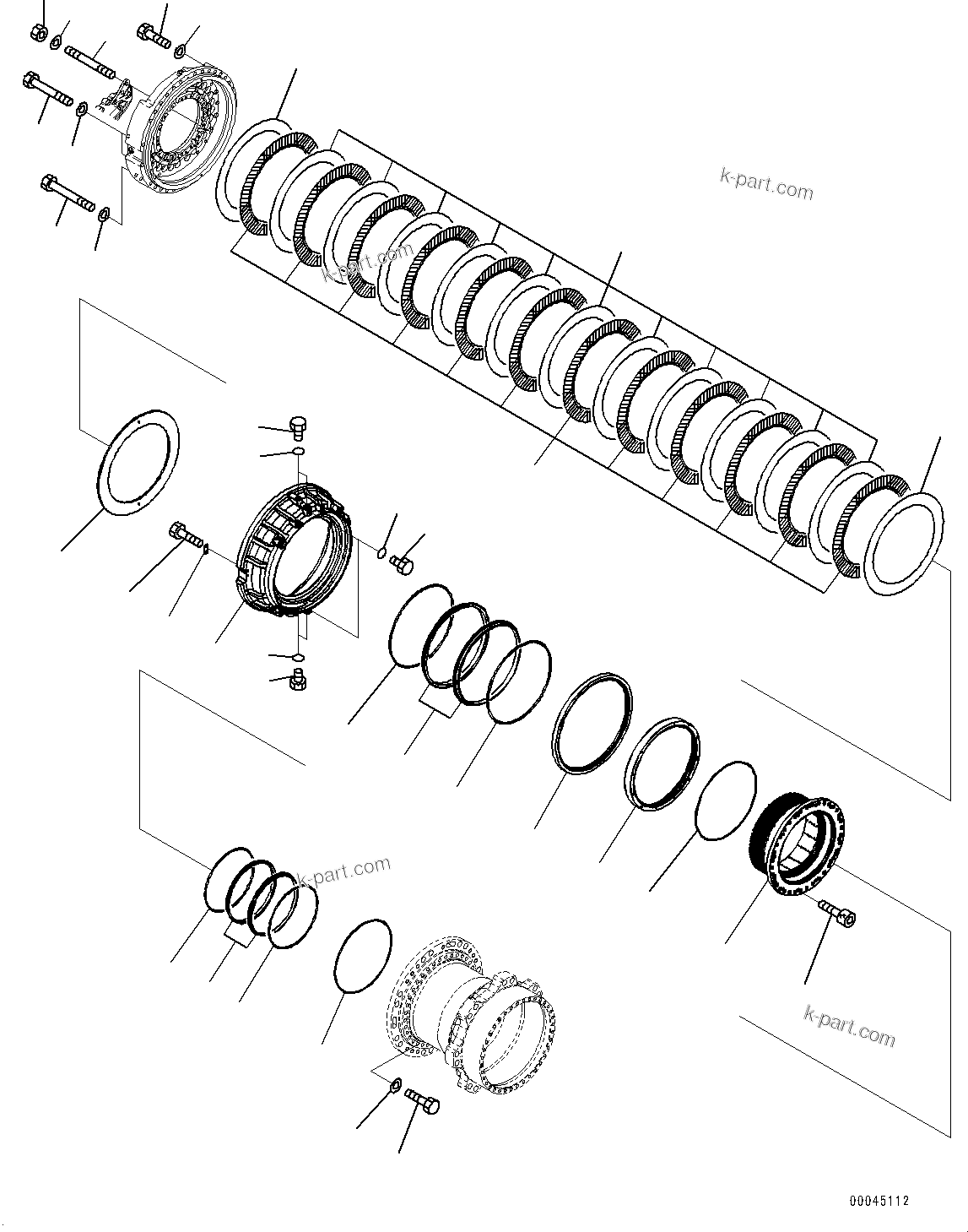 Komatsu parts book diagram for HD465-7E1 S/N 20001-UP (For EU): REAR AXLE, FINAL DRIVE, BRAKE, L.H. (2/3) (#20001-)