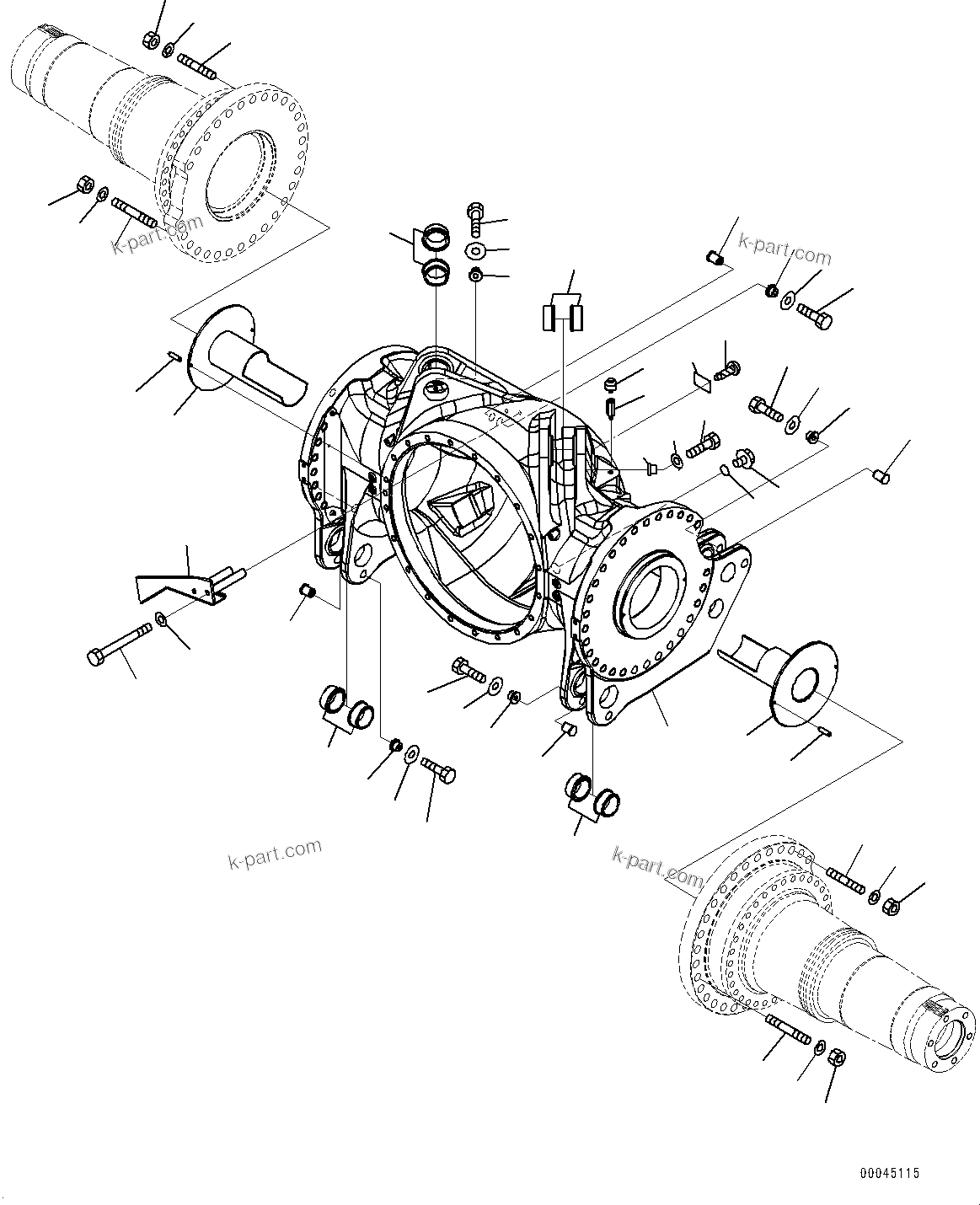 Komatsu parts book diagram for HD465-7E1 S/N 20001-UP (For EU): REAR AXLE, HOUSING (#20001-)