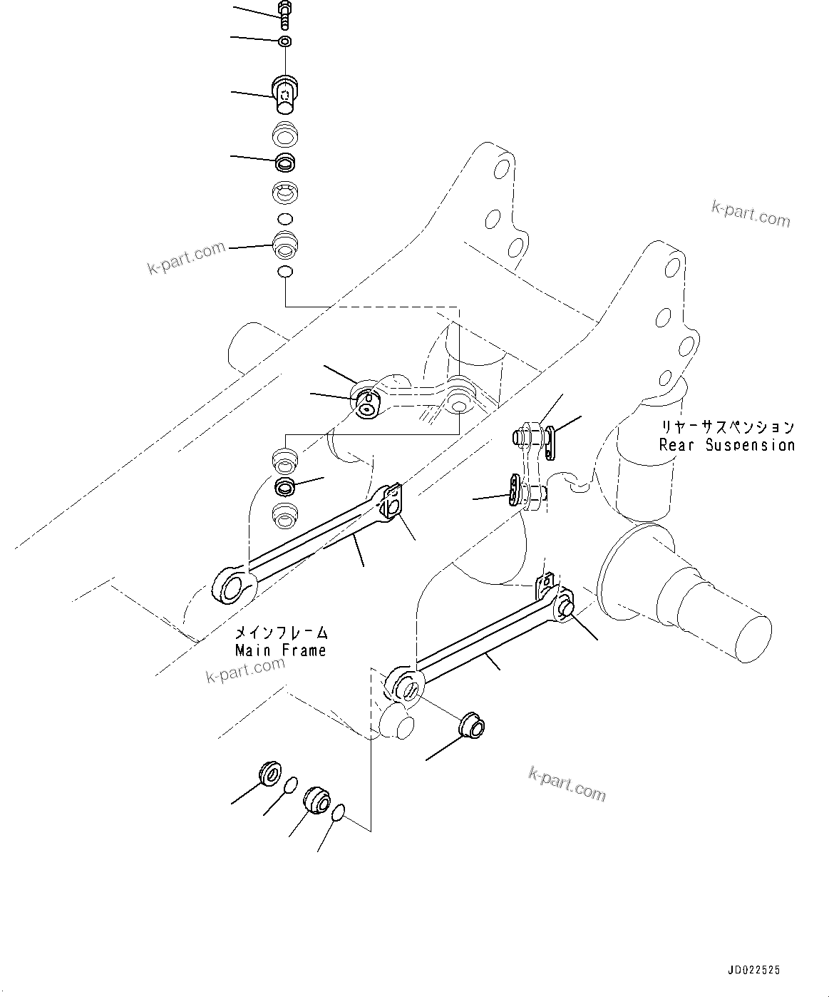 Komatsu parts book diagram for HD465-7E1 S/N 20001-UP (For EU): REAR AXLE, AXLE SUPPORT (#20001-)
