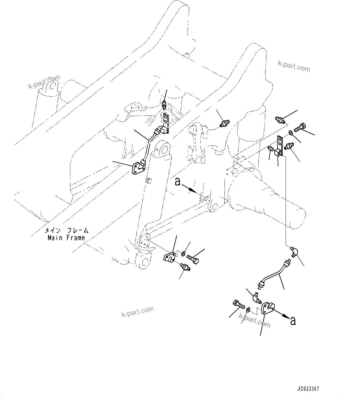 Komatsu parts book diagram for HD465-7E1 S/N 20001-UP (For EU): REAR AXLE, LUBRICATION PIPING (#20001-)