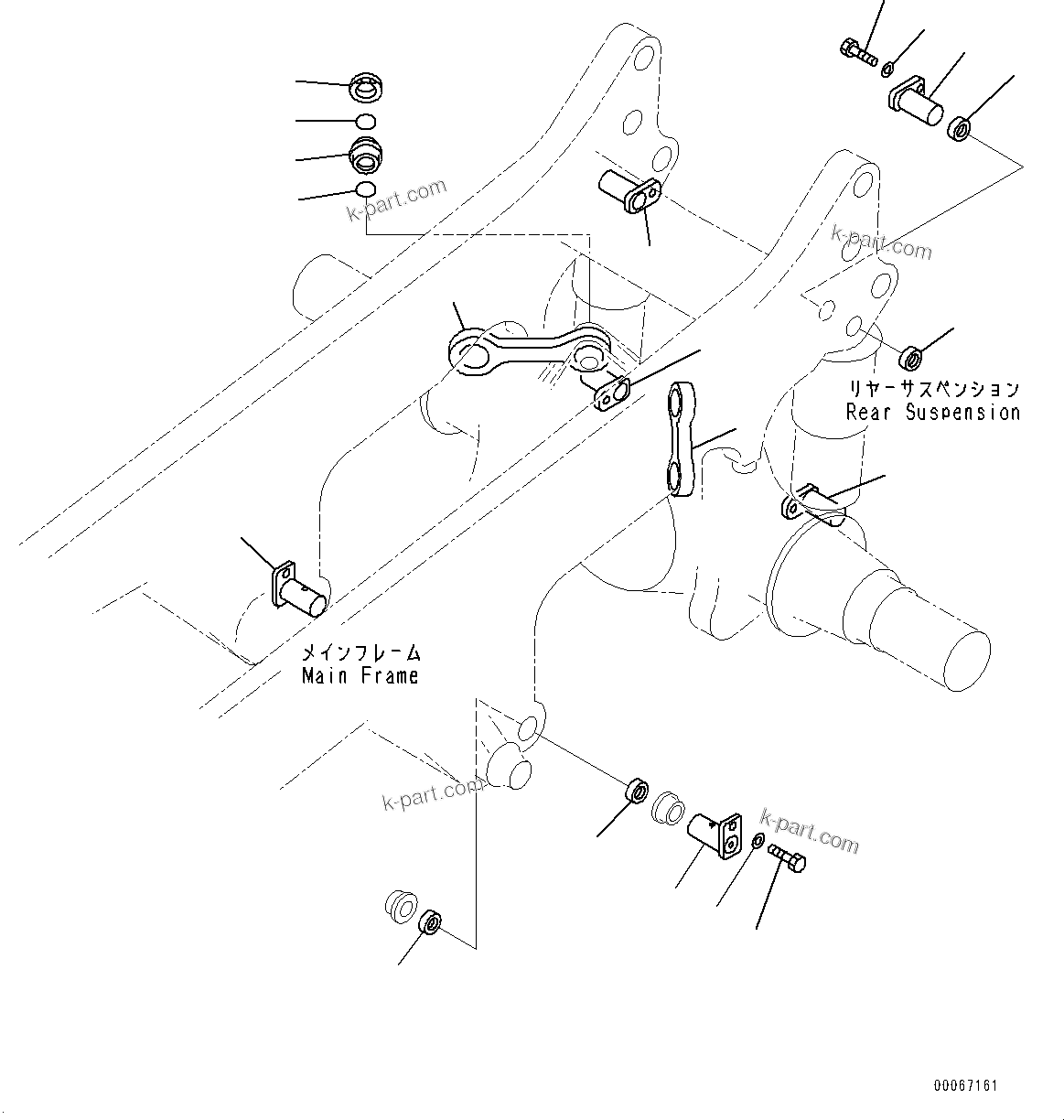 Komatsu parts book diagram for HD465-7E1 S/N 20001-UP (For EU): REAR AXLE SUPPORT (#20001-)