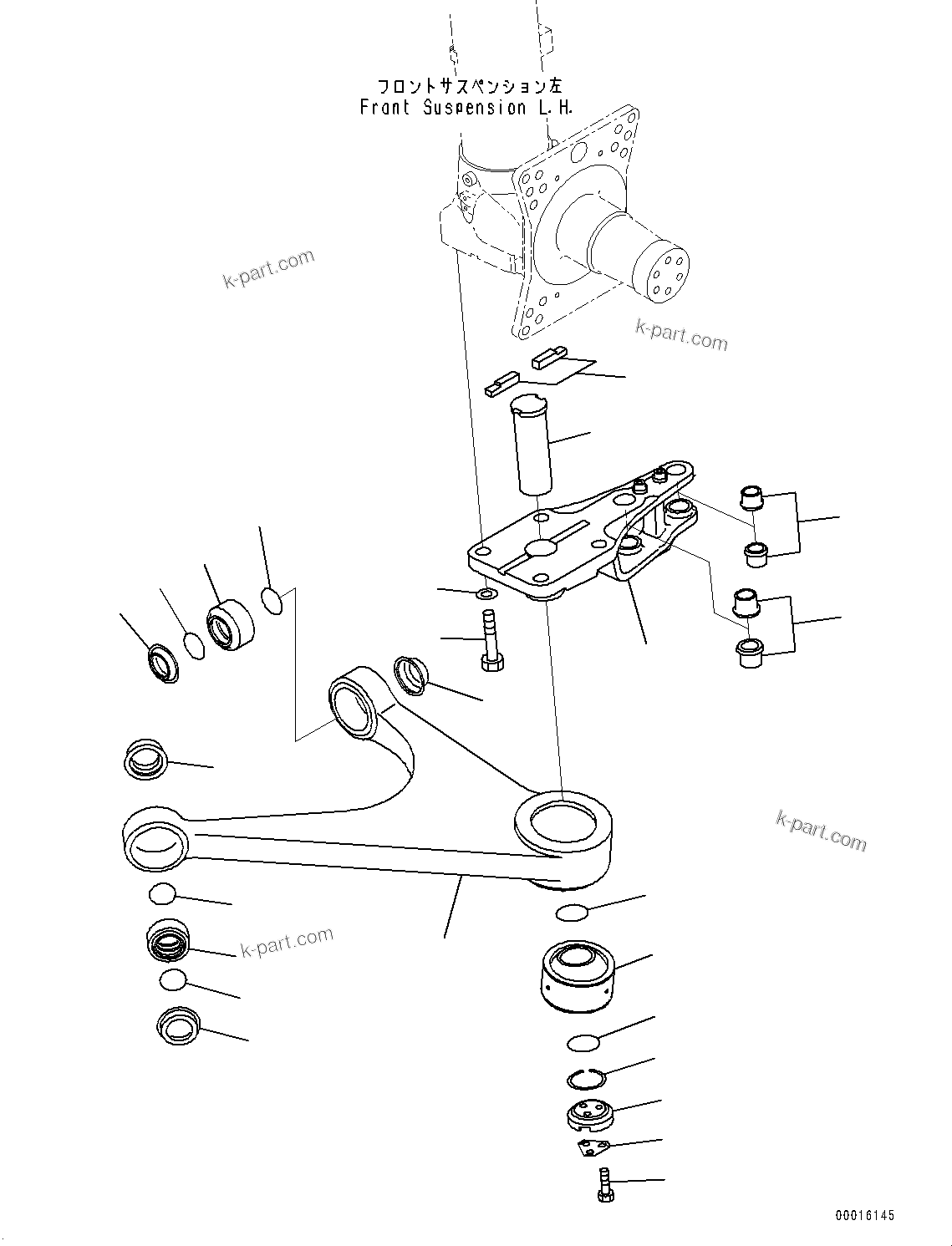 Komatsu parts book diagram for HD465-7E1 S/N 20001-UP (For EU): FRONT AXLE, LEVER (1/2) (#20001-)