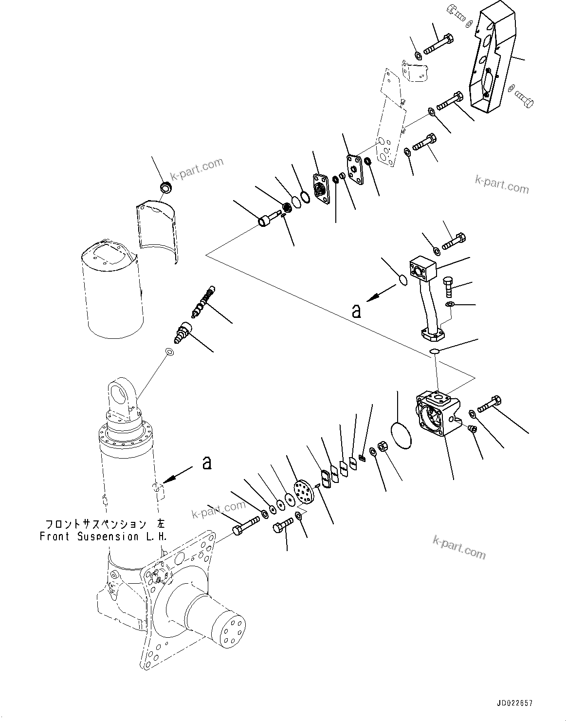 Komatsu parts book diagram for HD465-7E1 S/N 20001-UP (For EU): FRONT AXLE, VALVE (1/4) (#20001-)