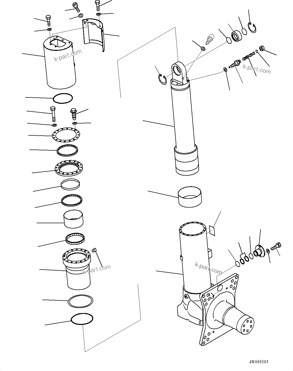 Komatsu parts book diagram for HD465-7E1 S/N 20001-UP (For EU): FRONT AXLE, CYLINDER L.H. (#20044-)