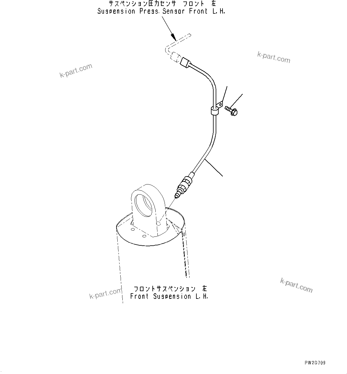Komatsu parts book diagram for HD465-7E1 S/N 20001-UP (For EU): FRONT AXLE, SENSOR (1/2) (#20001-)