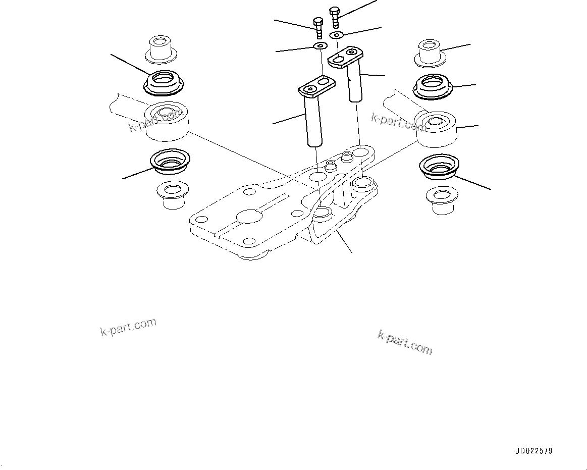 Komatsu parts book diagram for HD465-7E1 S/N 20001-UP (For EU): FRONT AXLE, MOUNTING (1/2) (#20001-)