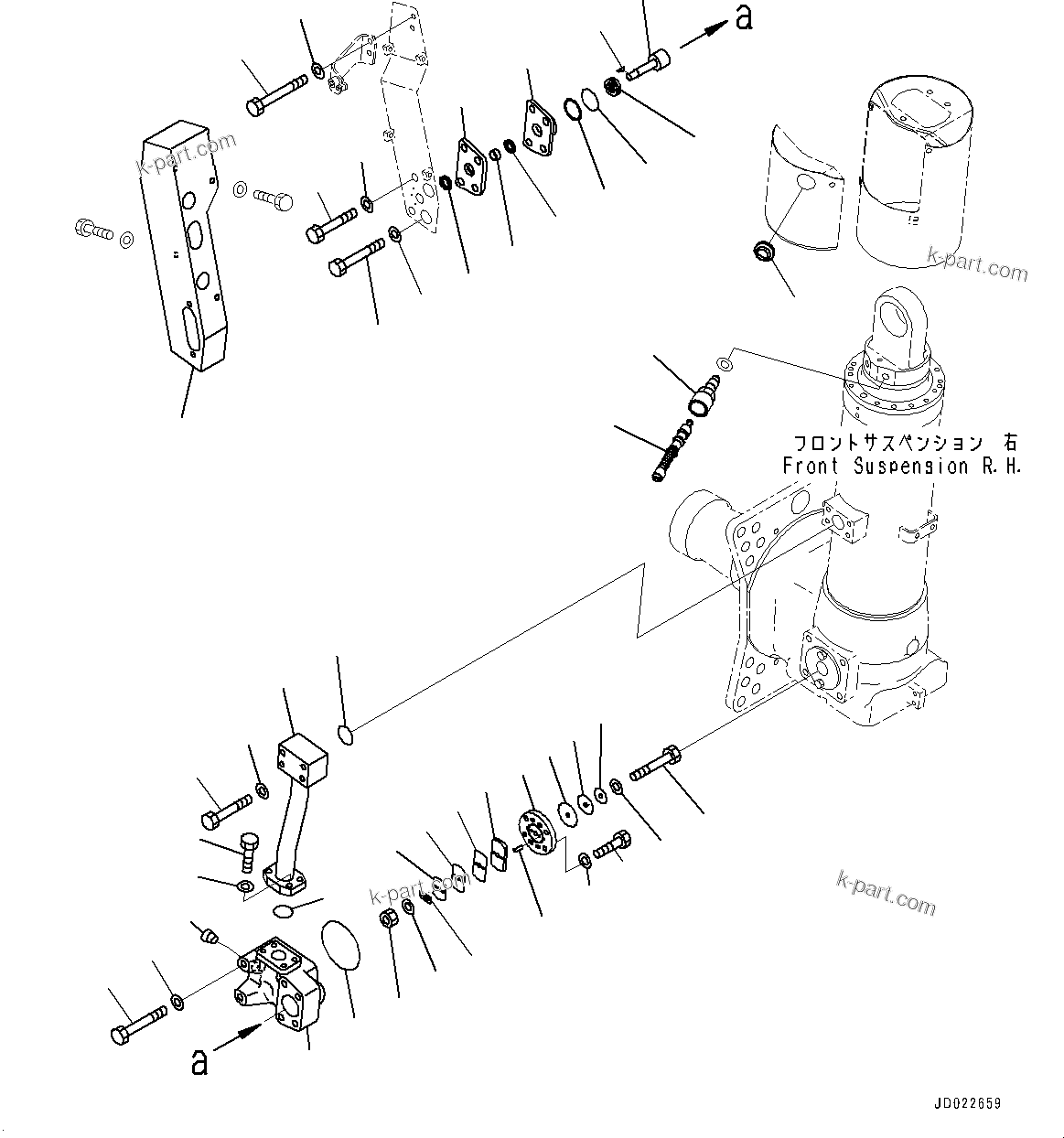 Komatsu parts book diagram for HD465-7E1 S/N 20001-UP (For EU): FRONT AXLE, VALVE (3/4) (#20001-)