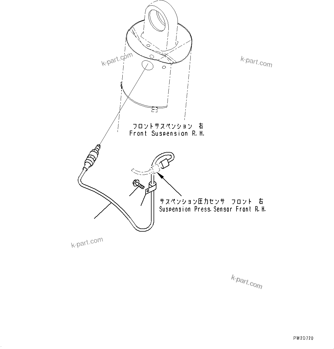 Komatsu parts book diagram for HD465-7E1 S/N 20001-UP (For EU): FRONT AXLE, SENSOR (2/2) (#20001-)