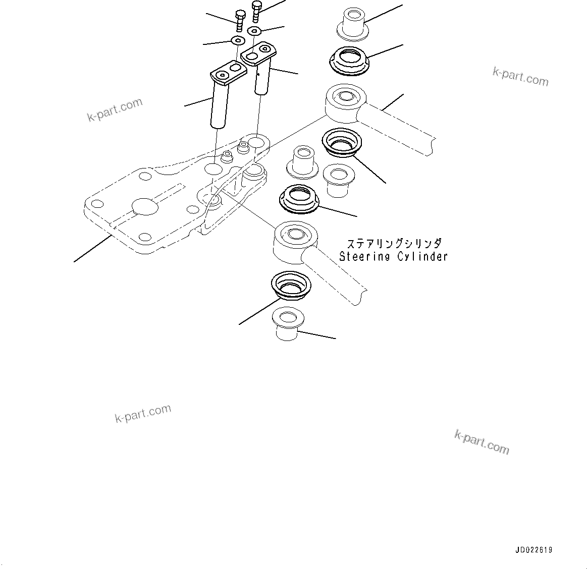 Komatsu parts book diagram for HD465-7E1 S/N 20001-UP (For EU): FRONT AXLE, MOUNTING (2/2) (#20001-)