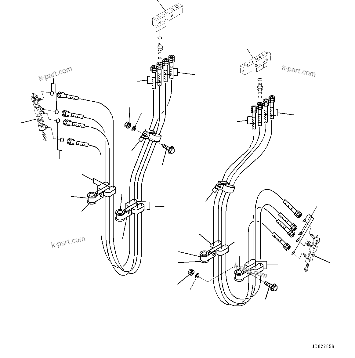 Komatsu parts book diagram for HD465-7E1 S/N 20001-UP (For EU): FRONT AXLE, PIPING (#20001-)