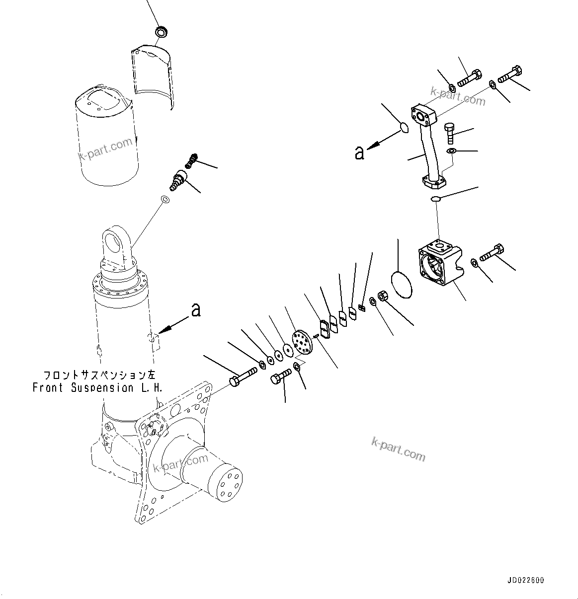 Komatsu parts book diagram for HD465-7E1 S/N 20001-UP (For EU): FRONT AXLE, VALVE (1/2) (#20001-)