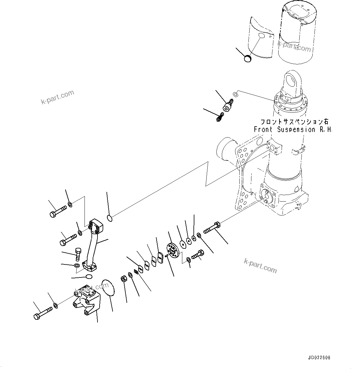 Komatsu parts book diagram for HD465-7E1 S/N 20001-UP (For EU): FRONT AXLE, VALVE (2/2) (#20001-)