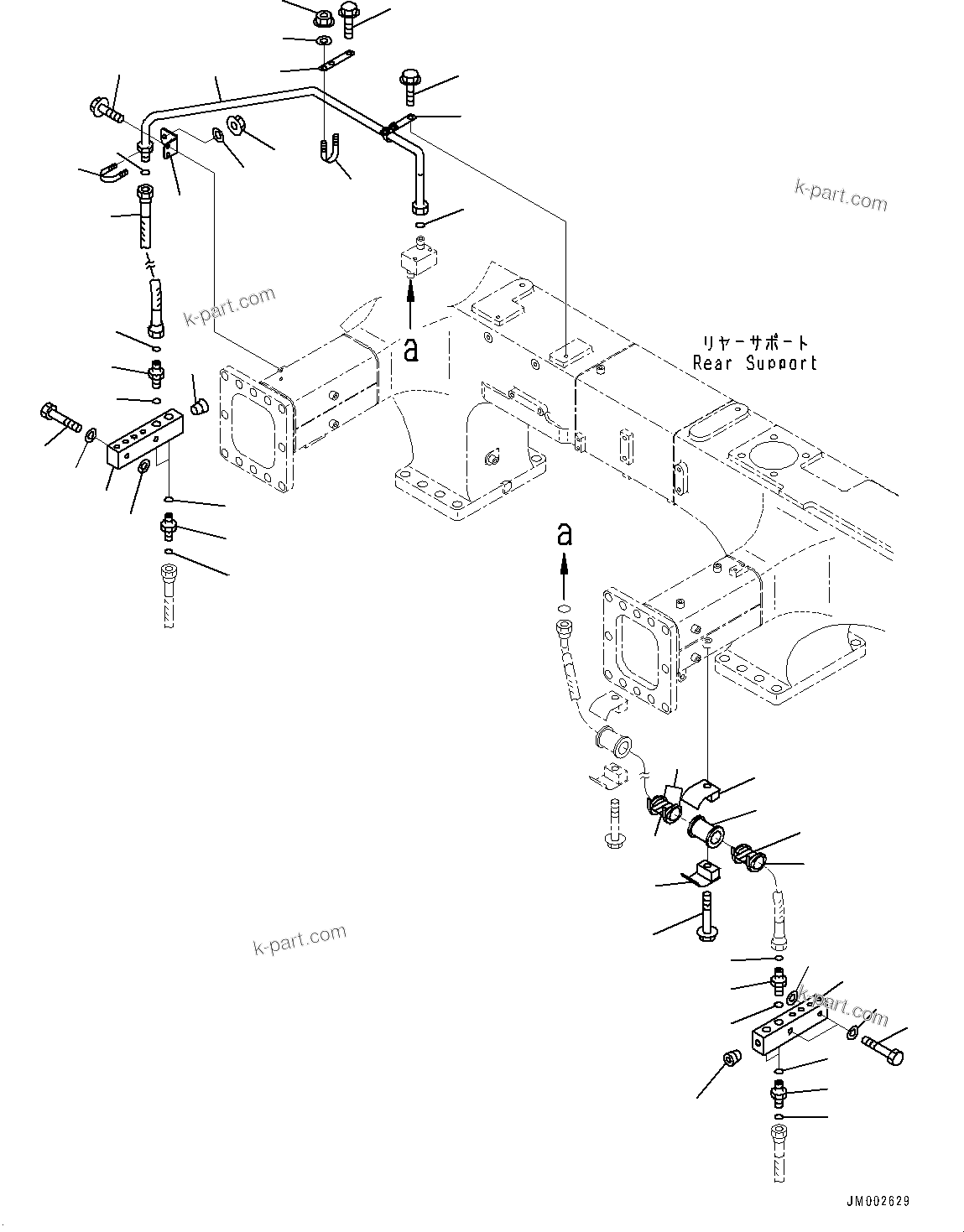 Komatsu parts book diagram for HD465-7E1 S/N 20001-UP (For EU): FRONT BRAKE OIL PIPING (#20001-)