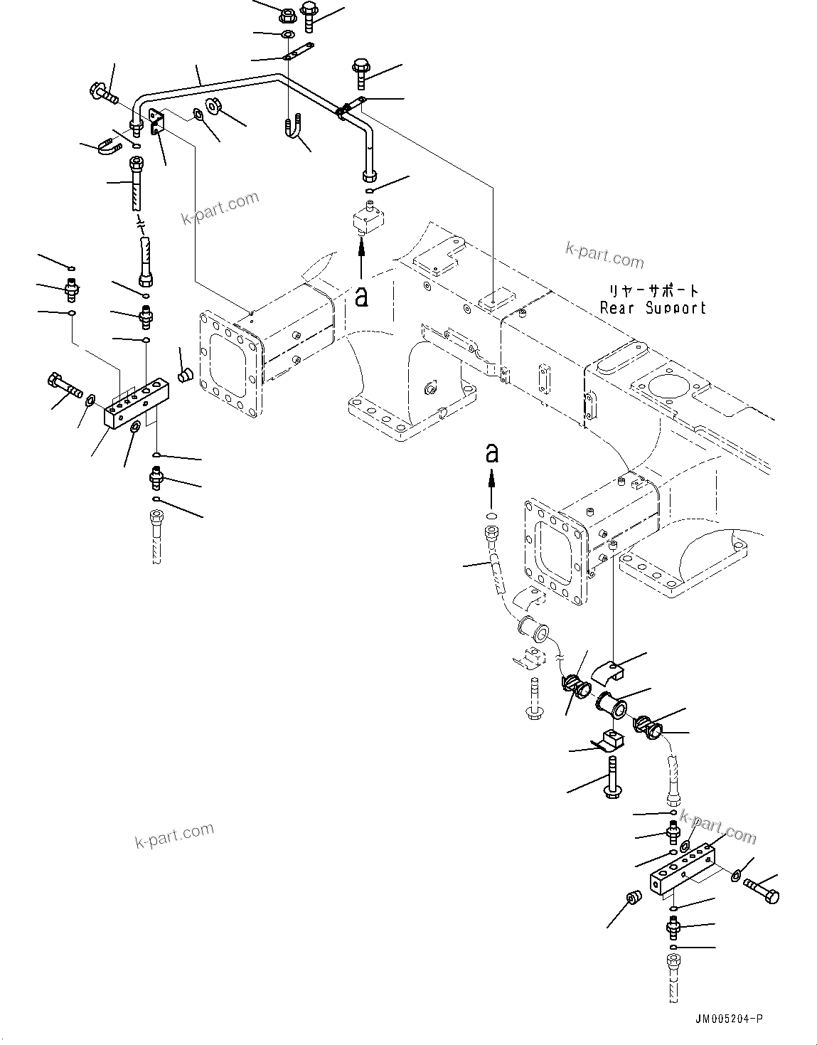 Komatsu parts book diagram for HD465-7E1 S/N 20001-UP (For EU): FRONT BRAKE OIL PIPING (#20001-)
