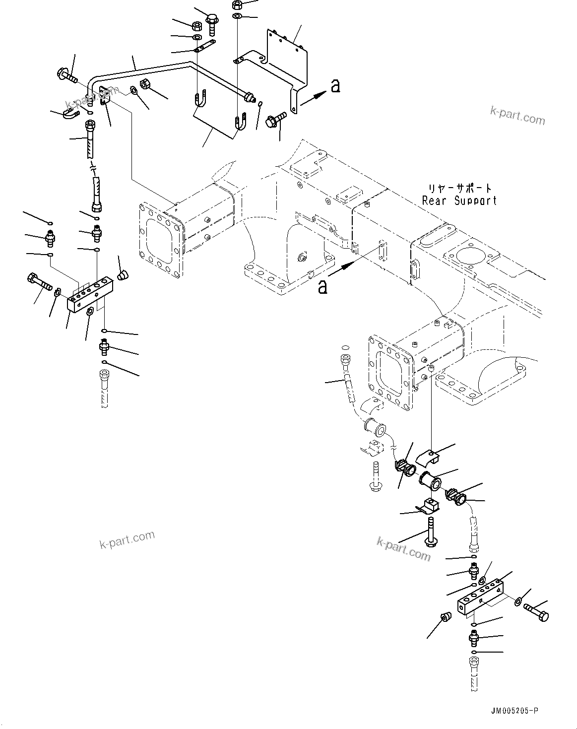 Komatsu parts book diagram for HD465-7E1 S/N 20001-UP (For EU): FRONT BRAKE OIL PIPING (#20001-)