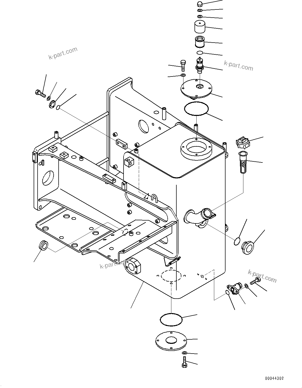 Komatsu parts book diagram for HD465-7E1 S/N 20001-UP (For EU): HYDRAULIC TANK, TANK (#20001-20004)