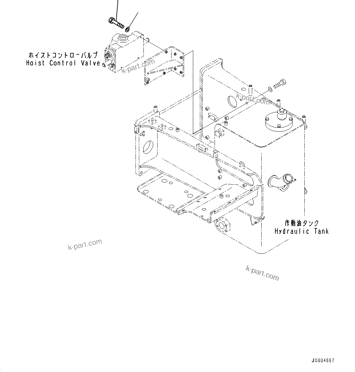 Komatsu parts book diagram for HD465-7E1 S/N 20001-UP (For EU): HYDRAULIC TANK, MOUNTING (1/10) (#20001-)