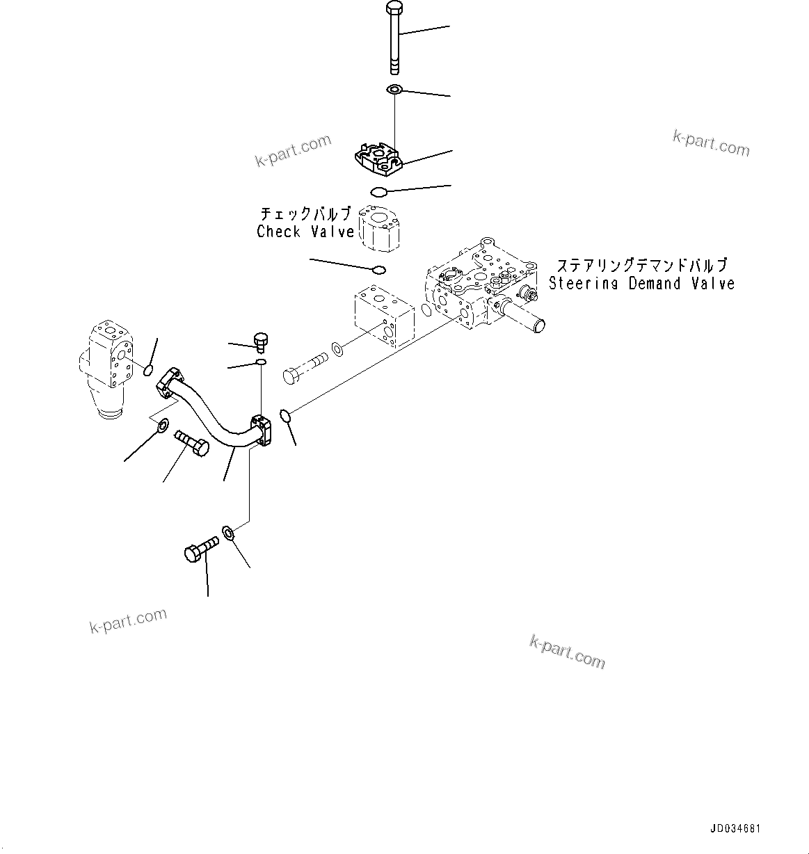 Komatsu parts book diagram for HD465-7E1 S/N 20001-UP (For EU): HYDRAULIC TANK, STEERING AND HOIST PIPING (2/6) (#20001-)