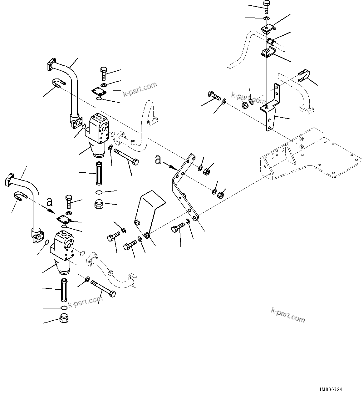 Komatsu parts book diagram for HD465-7E1 S/N 20001-UP (For EU): HYDRAULIC TANK, STEERING AND HOIST PIPING (5/6) (#20001-20000)