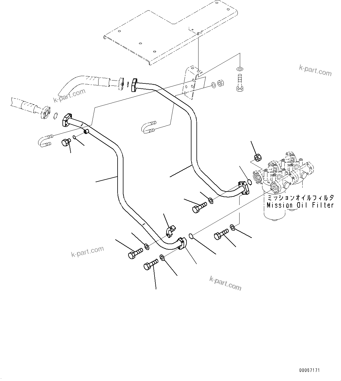 Komatsu parts book diagram for HD465-7E1 S/N 20001-UP (For EU): HYDRAULIC TANK, TRANSMISSION PIPING (#20001-)