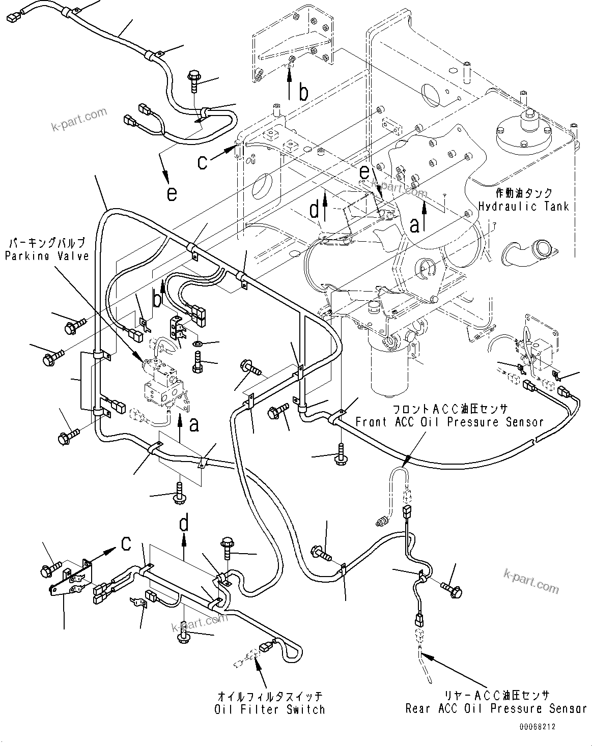 Komatsu parts book diagram for HD465-7E1 S/N 20001-UP (For EU): HYDRAULIC TANK, WIRING HARNESS (#20001-)