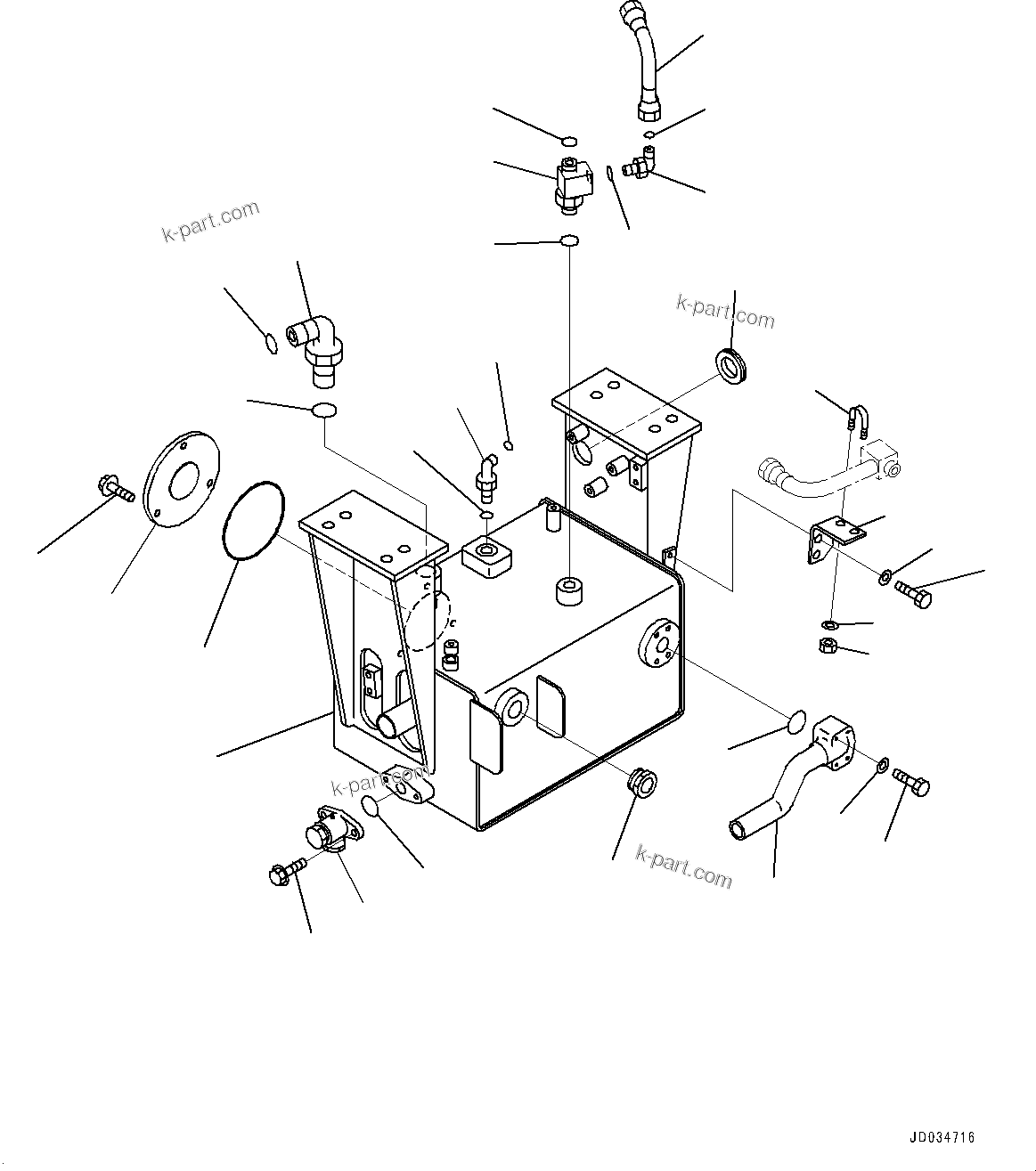 Komatsu parts book diagram for HD465-7E1 S/N 20001-UP (For EU): HYDRAULIC TANK, BRAKE SUB-TANK (1/2) (#20001-)