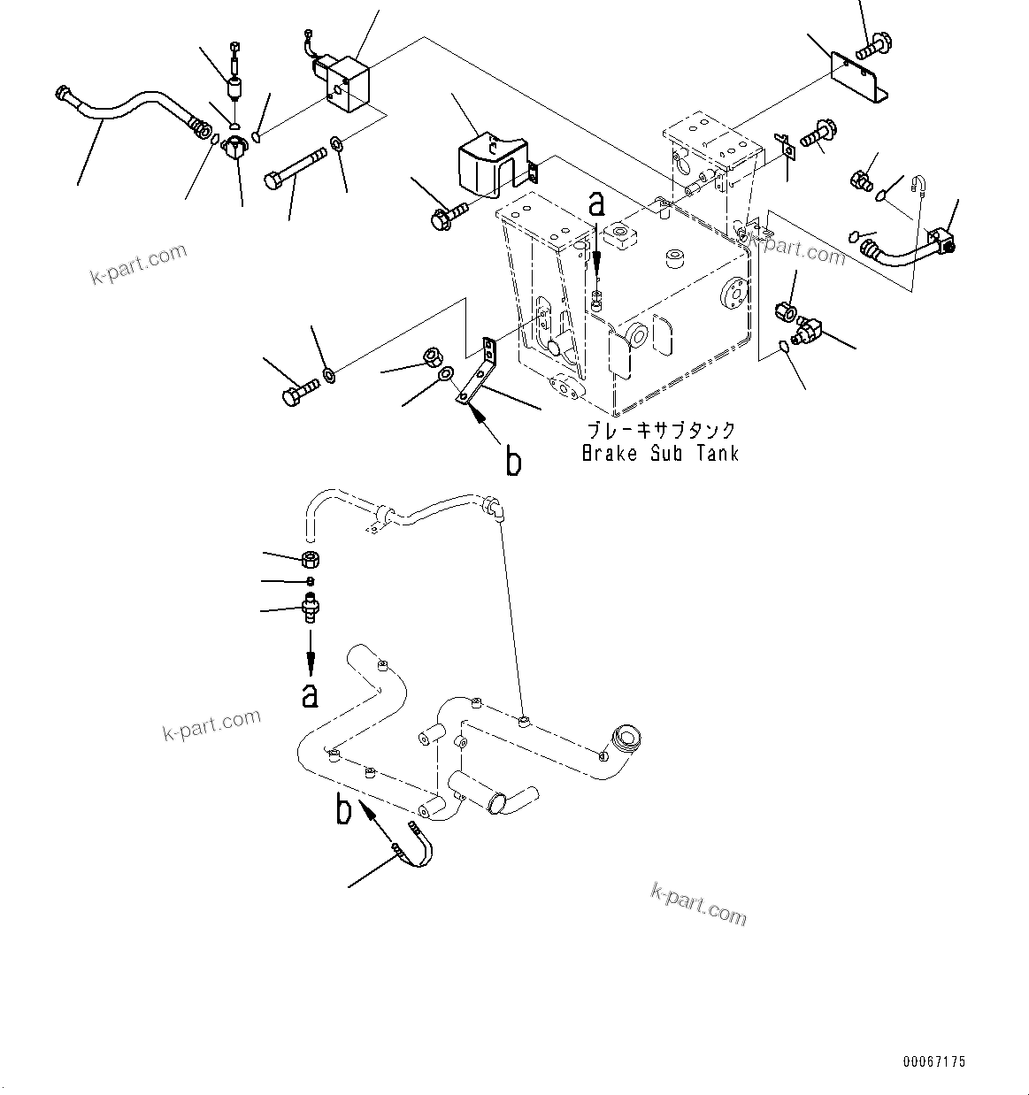 Komatsu parts book diagram for HD465-7E1 S/N 20001-UP (For EU): HYDRAULIC TANK, BRAKE SUB-TANK (2/2) (#20001-)
