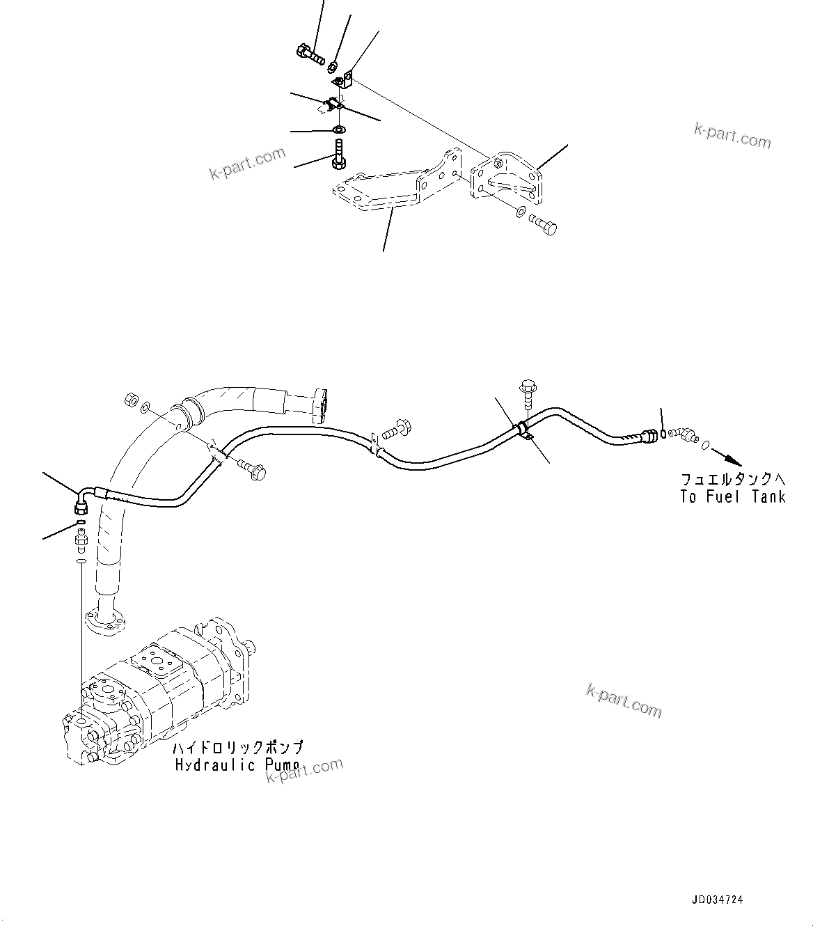 Komatsu parts book diagram for HD465-7E1 S/N 20001-UP (For EU): HYDRAULIC TANK, DUMP CONTROL PIPING (#20001-)