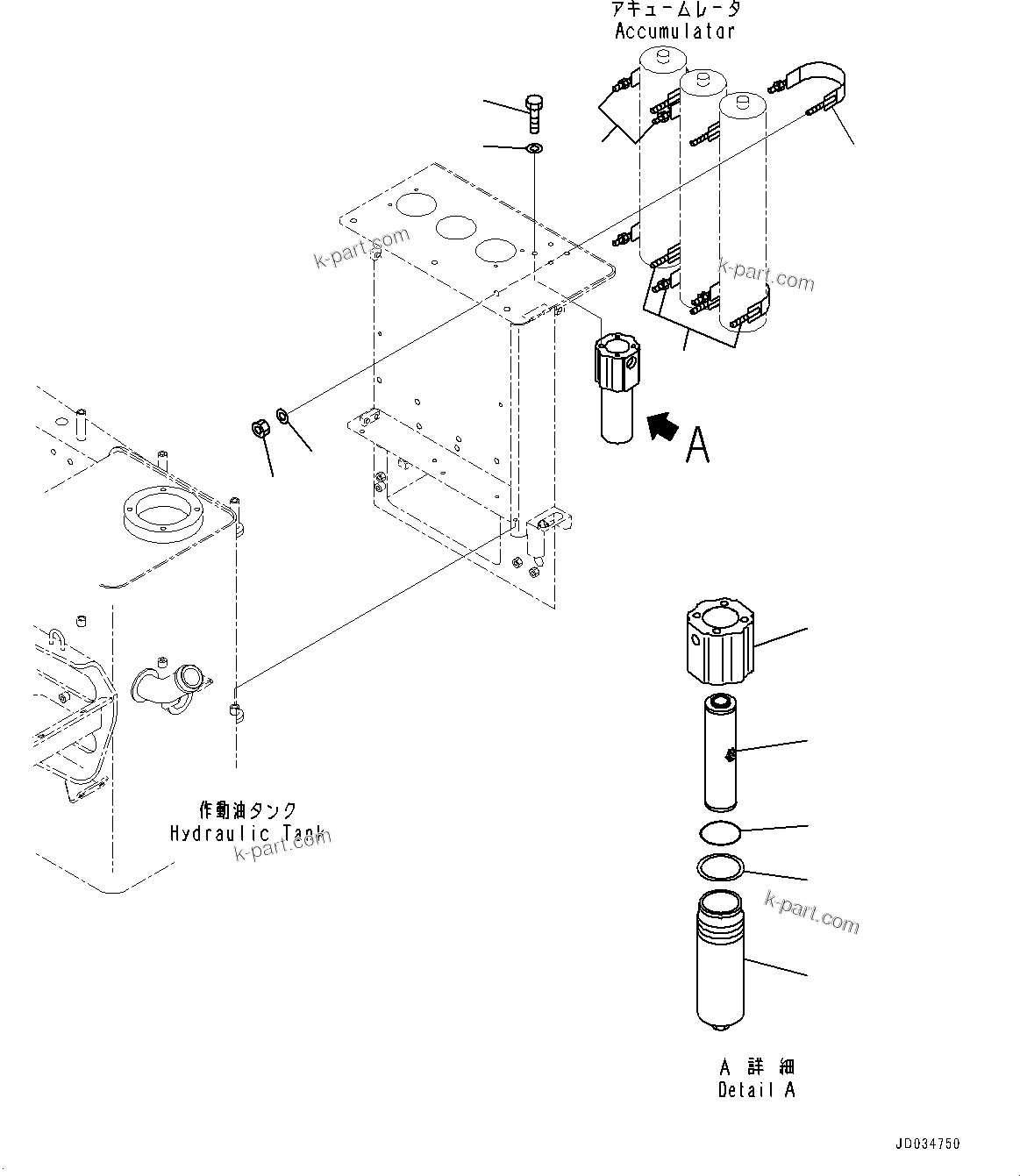 Komatsu parts book diagram for HD465-7E1 S/N 20001-UP (For EU): HYDRAULIC TANK, RELATED PARTS (4/8) (#20001-)