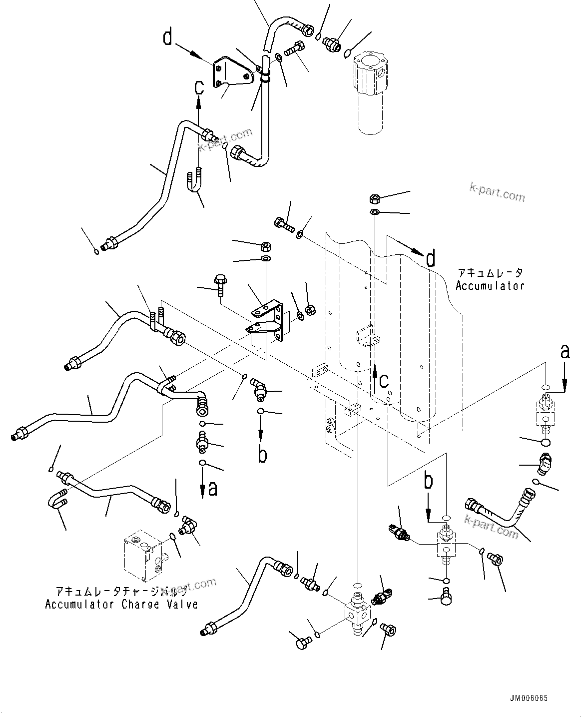 Komatsu parts book diagram for HD465-7E1 S/N 20001-UP (For EU): HYDRAULIC TANK, PARKING BRAKE PIPING (2/3) (#20001-)