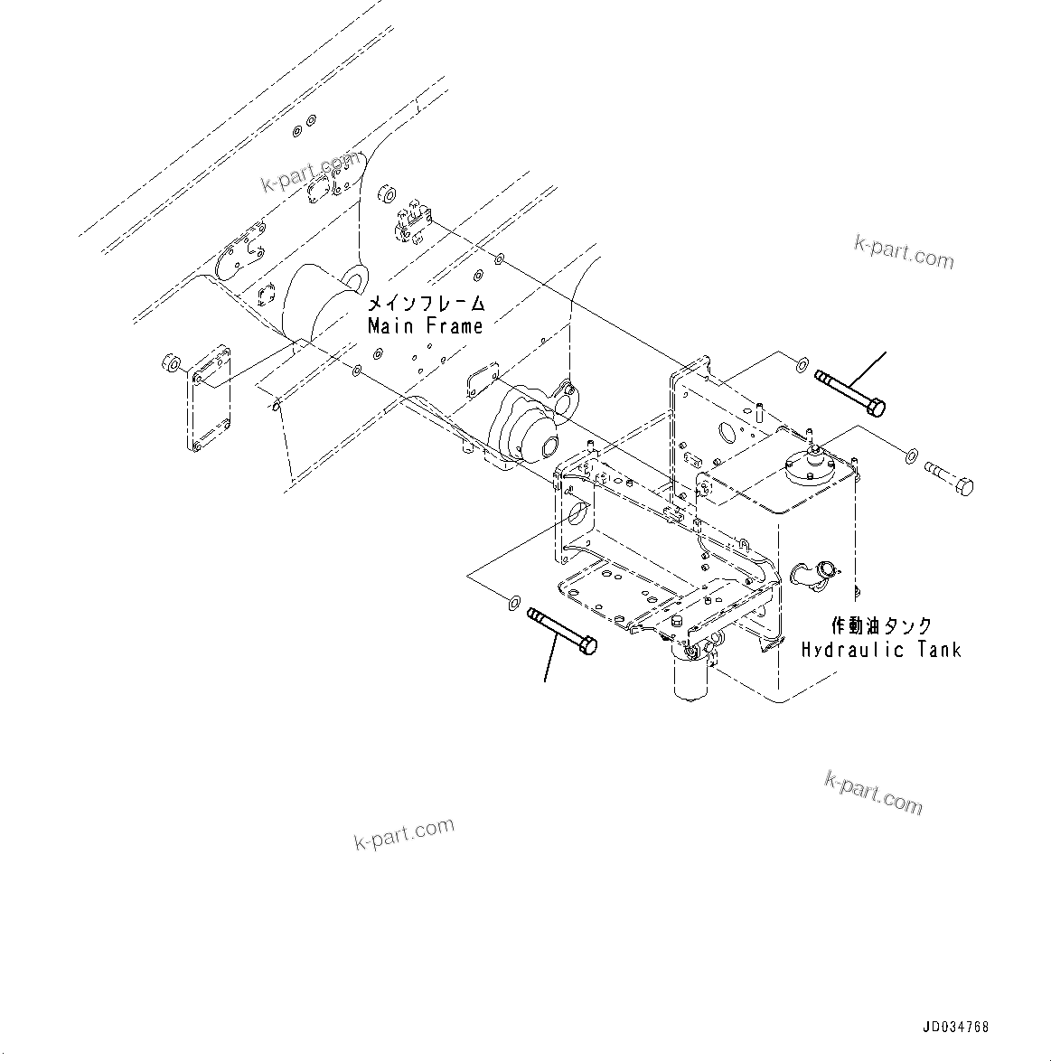 Komatsu parts book diagram for HD465-7E1 S/N 20001-UP (For EU): HYDRAULIC TANK, MOUNTING (3/10) (#20001-20001)