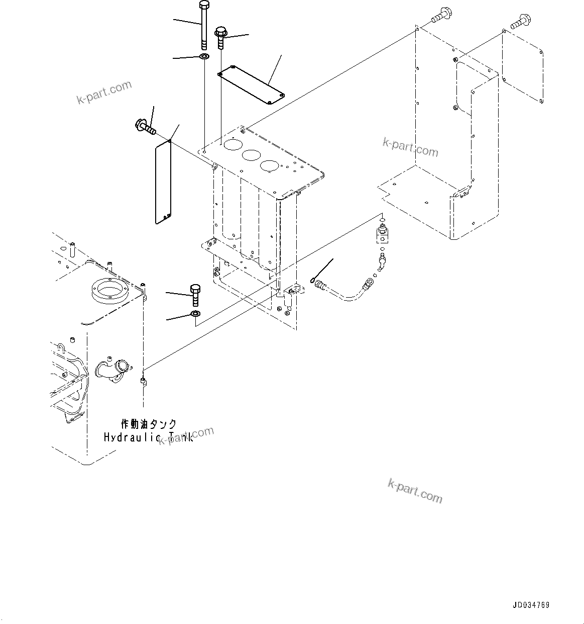 Komatsu parts book diagram for HD465-7E1 S/N 20001-UP (For EU): HYDRAULIC TANK, MOUNTING (4/10) (#20001-)