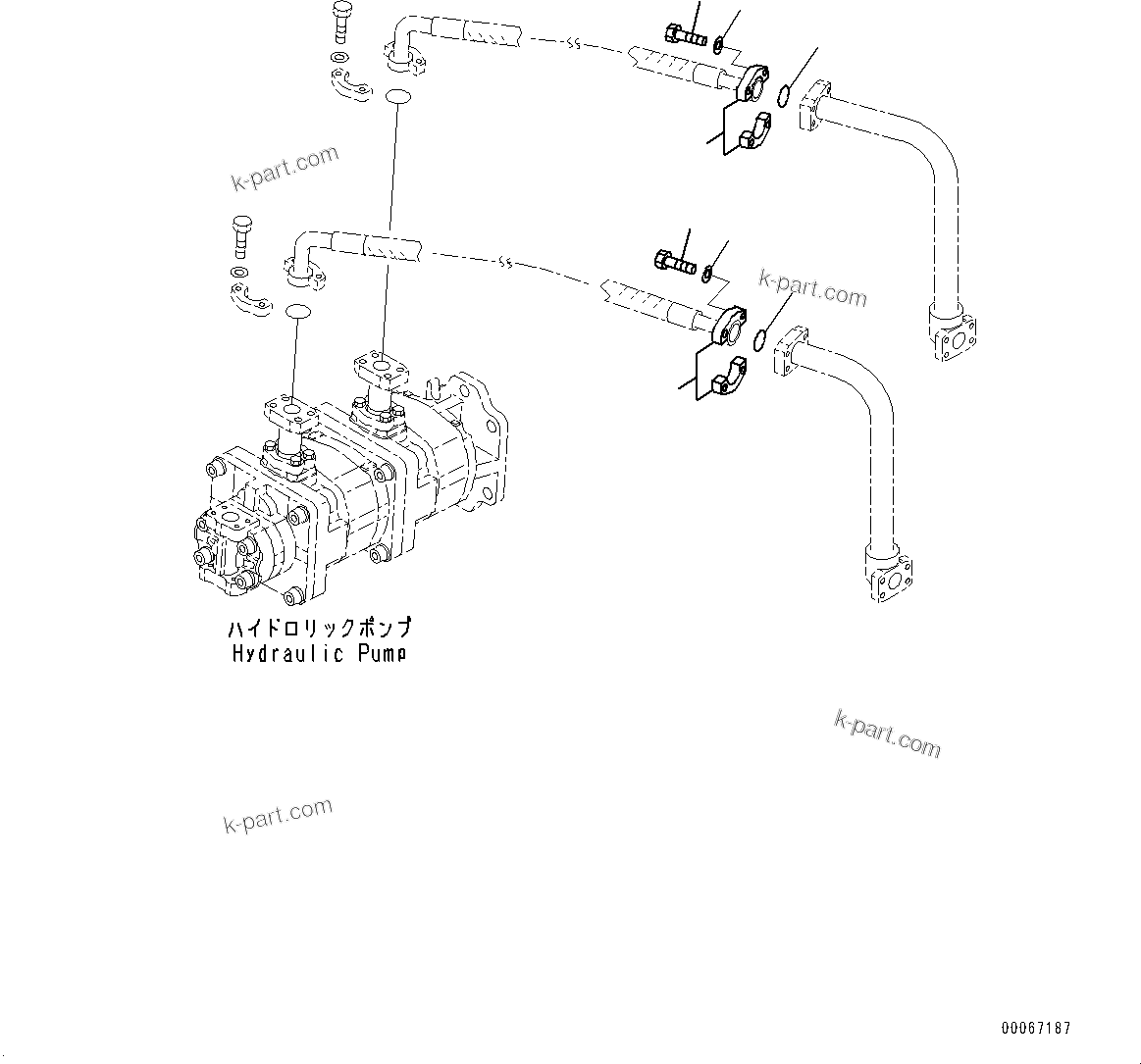 Komatsu parts book diagram for HD465-7E1 S/N 20001-UP (For EU): HYDRAULIC TANK, PUMP TO DEMAND VALVE (#20001-)