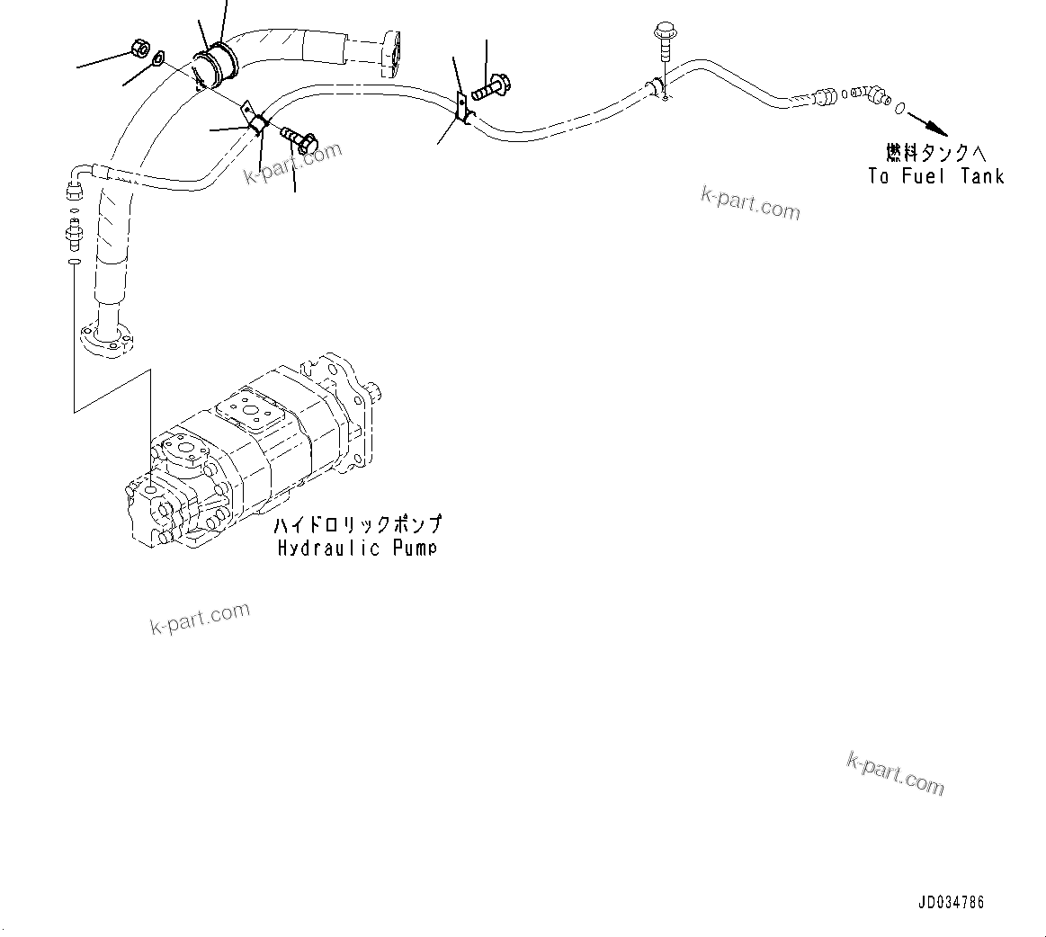 Komatsu parts book diagram for HD465-7E1 S/N 20001-UP (For EU): HYDRAULIC TANK, DUMP CONTROL (#20001-)