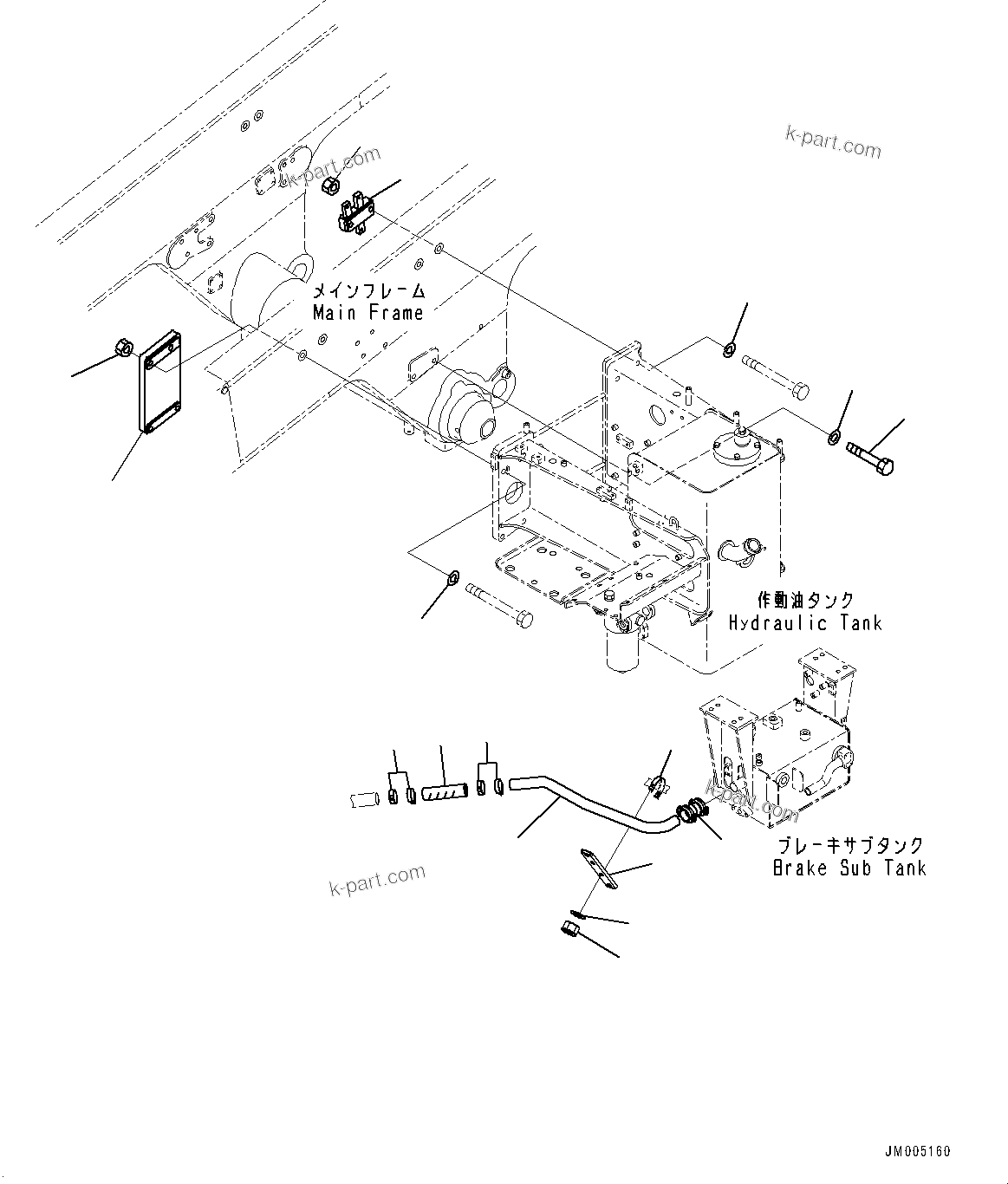 Komatsu parts book diagram for HD465-7E1 S/N 20001-UP (For EU): HYDRAULIC TANK, MOUNTING (8/10) (#20001-20001)
