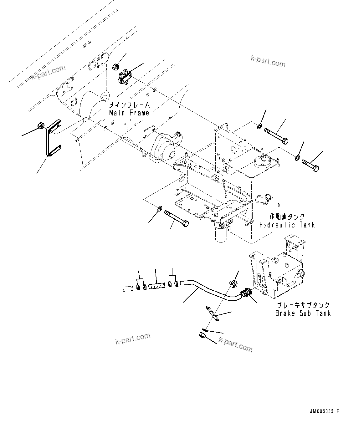 Komatsu parts book diagram for HD465-7E1 S/N 20001-UP (For EU): HYDRAULIC TANK, MOUNTING (8/10) (#20002-)